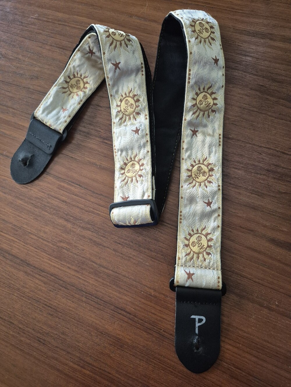 Guitar Strap Gold Tribal Sun